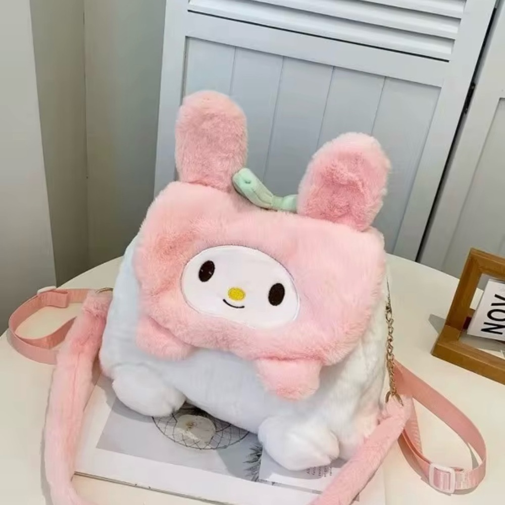 Cute Pink and White Bunny Plush Bag
